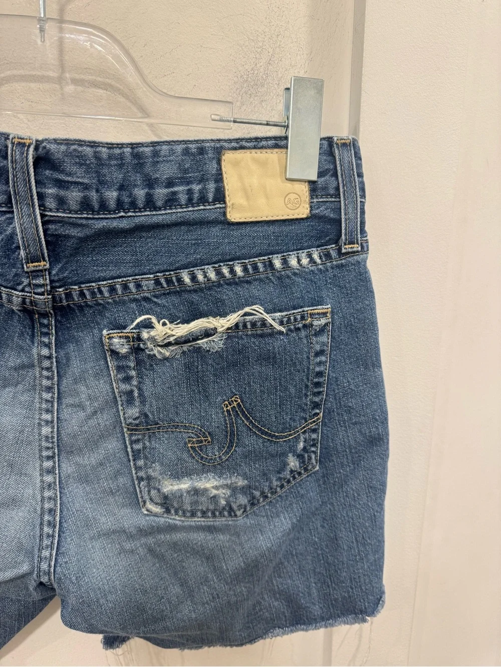 Ag Adriano Goldschmied Faded Blue Denim Cutoff Shorts